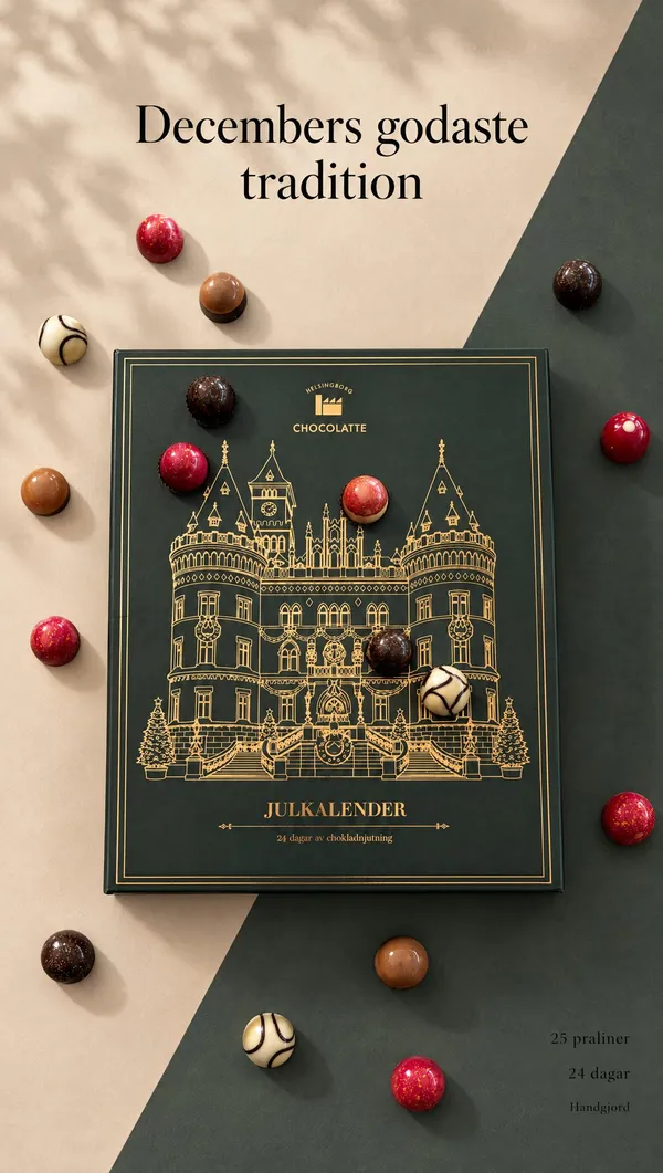 Annons för en julkalender med praliner