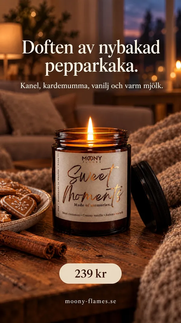 Annons för ett handgjort doftljus
